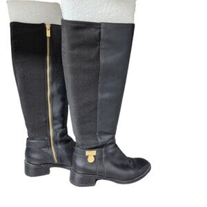 7 Michael Kors Hamilton Black Leather Riding Boots